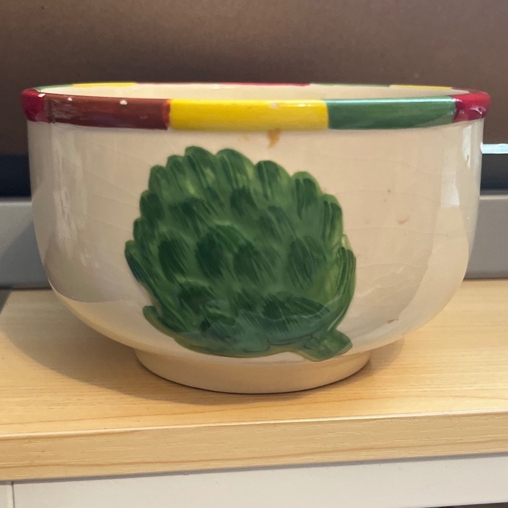California Pantry 2011 Ceramic Vegetable Bowl Tomato Artichoke Hand Painted 5in